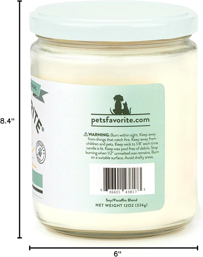 Pet's Favorite Plant Based Pet Friendly Candles Clean Burning Plant Based Odor Candle with a Natural Fiber Wick and 70 Hour Burn Time, Forest Pine