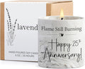 25th Anniversary Candle, 25th Wedding Anniversary Present for Couple, Wife & Husband - 25 Year Aniversario Gifts, 6 Oz Ceramics Lavender Candle