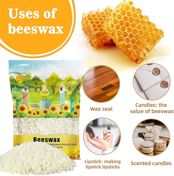 CARGEN White Beeswax Pellets - 3LB Beeswax Pastilles Bulk Bees Wax Pellets Triple Filtered for DIY Making Candles Skin Care Lip Balm Soap Lotion and Soap Making Supplies for Christmas,Halloween