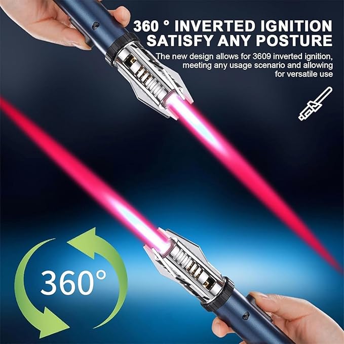 Power Electric Torch Lighters - New Adjustable Plasma Lighter with Safety Lock & 360° Inverted Ignition, Outdoor Straight Flame Windproof for Candles Campfires BBQ Baking, Camping, Gift (4Pcs)