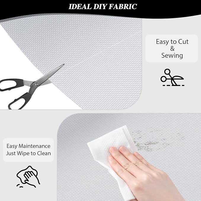 ANMINY 100% Waterproof Outdoor Fabric 8 Yards, 58" W 600D Marine Canvas Fabric with PVC Backing, Ripstop Upholstery Material by The Yard for Furniture Boat Covers Tent Awning, White
