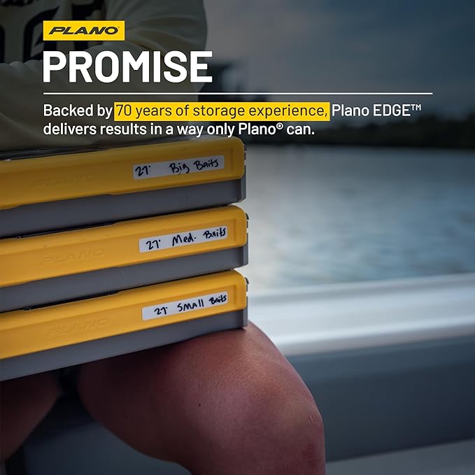 Plano EDGE 3700 Premium Deep Tackle Utility Box, Clear and Yellow, Waterproof and Rust-Resistant Bait and Terminal Tackle Storage Organization Box