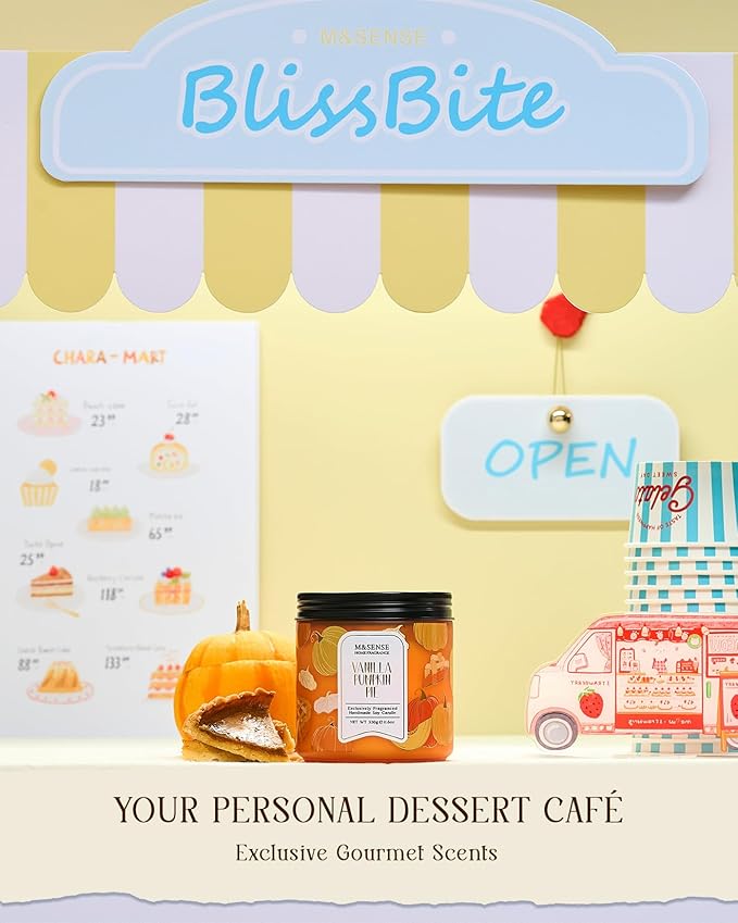 M&SENSE Vanilla Pie Scented Candles, 11.6oz Natural Soy Wax Non Toxic Double Wick 70 Hours Clean Burn Warm Spiced Scent Seasonal Holiday Gifts for Home Decor
