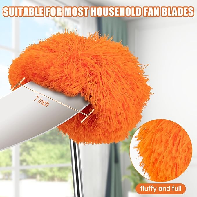 CALBEAU Ceiling Fan Cleaner Duster with 60 inch Extension Pole, Dusters for Cleaning High Ceiling Fan Blades, Dusters Kit with Storage Bag, Cleaning Tools for Families (14pcs)