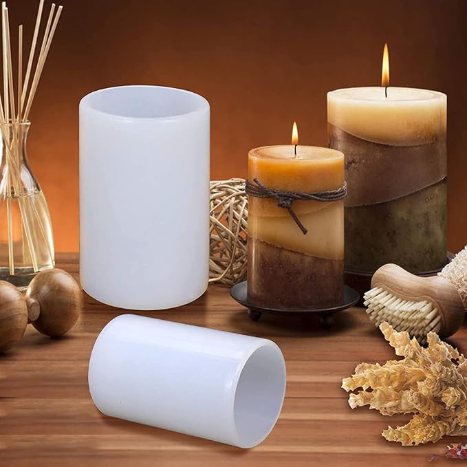 4 Pack Round Candle Resin & Chocolate Silicone Mold - 3D Cylinder & Handmade Candle & Soap Mold