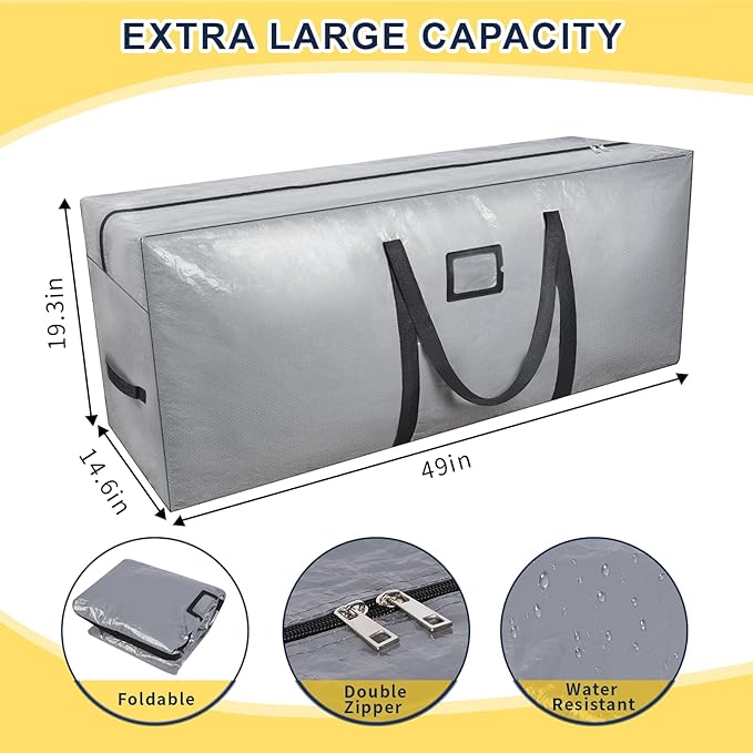264L Extra Large Storage Bags, Heavy Duty Huge Moving Bags with Zipper and Stronger Handles, Waterproof Material Protects from Dust and Moisture, Big Foldable Duffle Bag for Travel Storage