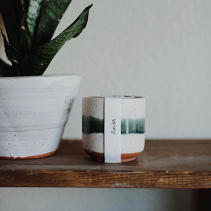 Hyggelight - The Growing Candle, Sandalwood & Vanilla Scented, 8.5oz Ceramic Pot, Aromatherapy Candles for Home, 100% Soy, Edith