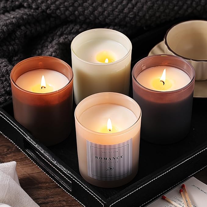 REISEN 12Pcs Assorted Black Candle Jars for Making Candles, 10oz Empty Candle Jars with Bamboo Lids and Labels, Glass Jars for Candle Making Supplies, Candle Containers for DIY Gifts
