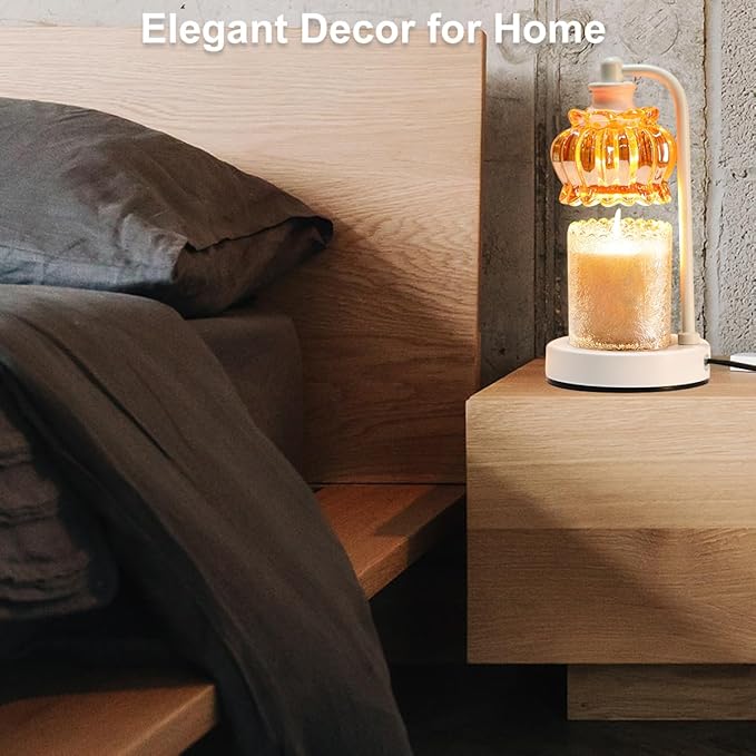 TOFUNTOY Candle Warmer Lamp with Timer, Dimmable Candle Lamp Wax Melt Warmer with 2 Bulbs, Electric Candle Warmer Light for Bedroom Living Room Birthday Christmas Gifts for Women Mom
