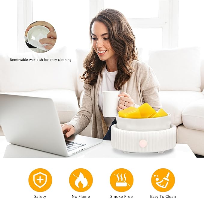Wax Melt Warmer with 4 Timer & PTC Heating- Ceramic Fragrance 3-in-1 Oil Burner Electric Candle Wax Melter for Home Office Bedroom Fragrance, Home Décor and Gift Choice