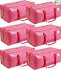 VTSVTS 6 Pack Extra Heavy Duty Large Moving Bags with Comfortable Handle & Strong Zipper,Storage Totes for Space Saving Moving Storage College Supplies Alternative to Moving Box,Pink