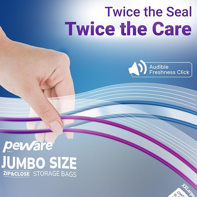 Large Storage Bags, 16"x20" Jumbo Plastic Bag, BPA Free, 3.5 Gallon XL Zipper Lock Baggies for Clothes Pillow Travel Moving - 30 Roomy Bags