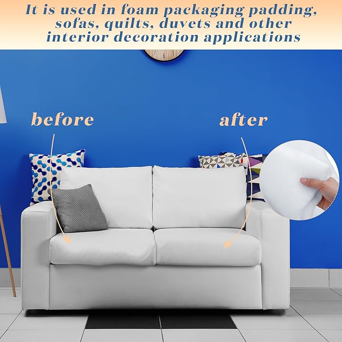 Peryiter 2 Roll Upholstery Quilt Batting 24 Inch x 5 Yard x 0.4 Inch Polyester Batting Multipurpose Fiberfill Stuffing Fabric for Cushion Pillows Bedspreads Interior Decoration Crafts