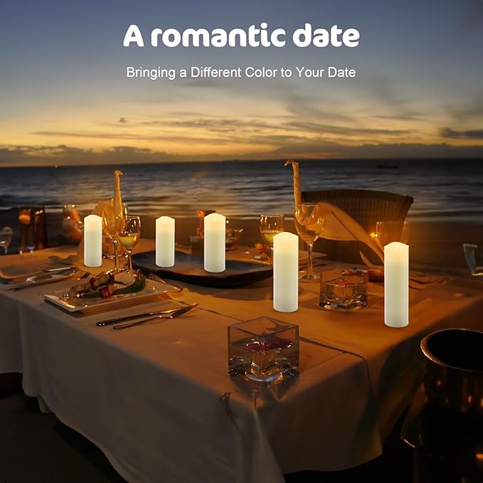 ALED LIGHT Real Wax Rechargeable Candles Flickering Realistic,Warm White Flameless Candles Rechargeable with Remote for Home Decor Idea Gift，Pack 5(D 2.2”X H 5”5.5”6”7”8”)