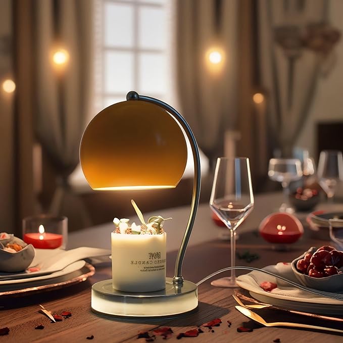 Candle Lamp Warmer, Wide Base Scented Candle Warmer with Timer and Dimmer, Adjustable Candle Melting Lattern, Home Decor Table Lamp (Orange)