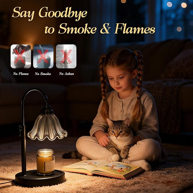 Candle Warmer Lamp with Timer & Dimmable 4-Level Brightness - Adjustable Height,for New Home Bedroom, Gifts for Women(Black 2)