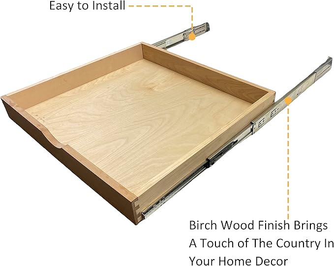 Couver Pull Out Drawers For Cabinets, 30"W x 21"D x 3"H Soft Close Slide Out Wood Shelves Storage Organizer for Kitchen, Finished, Heavy-Duty, Non-Assemble