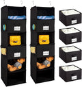 BrilliantJo 2 Pack 6 Shelves Hanging Closet Organizer with 2 Drawer, Hanging Storage with 4 Side Pockets for Clothes Shoes, 43.5"x12"x12"(Black)
