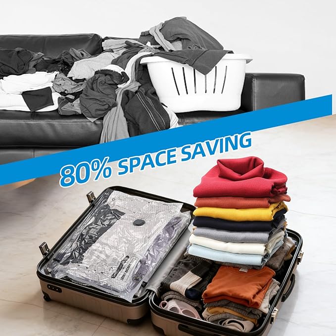 9 Packs Jumbo Vacuum Storage Bags With Vacuum Pump Extra Large Compression Bags for Clothes Bedding, Space Saver for House Moving & Home Organization, Travel Luggage Organizers