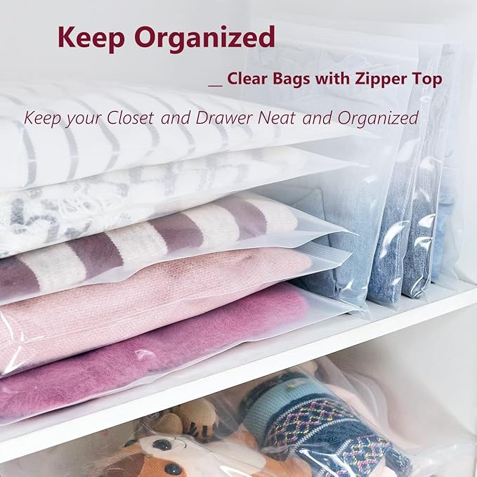 Large Plastic Bags With Zipper Top,3 Gallon,16" x 18",10 Pack,Extra Large Storage Packing for Clothes,Travel, Moving, Large Reusable bags,Heavy-Duty,BPA-Free, 2-mil Thick Clear Plastic
