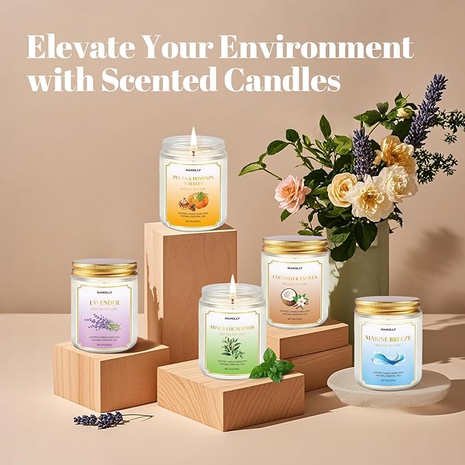 Scented Candles,Pecan & Pumpkin Waffles Scents, 9 oz Scented Candles for Home Soy Candle Wax, Lasting Aromatherapy Candles Gifts for Women Men, Perfect for Creating a Holiday Ambiance
