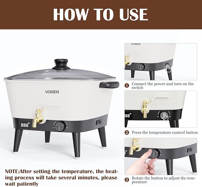 VOISEN Wax Melter for Candle Making, 8Qts Candle Wax Melting Pot with Spout for Soy Wax Soap Base, Electric Wax Melter for Candle Making with Temp Control, Easy Pour,Non-Stick(White)