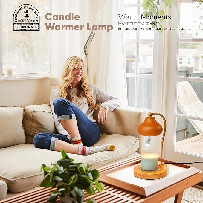 Candle Warmer Lamp,Dimmable Electric Candle Warmer Melter,Compatible with Large Jar Candles,Home Decoration Gifts for Women,Wedding,Birthday(Orange-B)