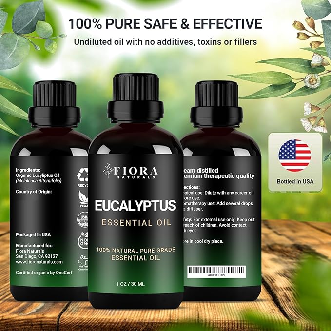 Eucalyptus Essential Oil - 100% Pure Eucalyptus Oil for Diffuser, Humidifier, Sinus, Cold, and Aromatherapy - Natural Oil for Skin, Hair, Scalp and Massage