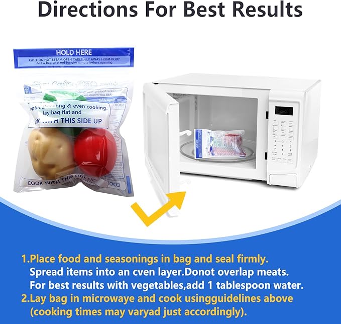 100 Pcs Zipper Steam Bags Reusable Microwave Steamer Cooking Bags Frozen Food Microwave Steam Bag for Vegetables Potatoes Meat (100)