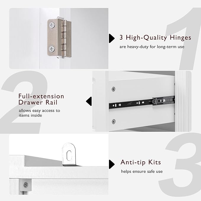 Amposei Farmhouse Kitchen Pantry Cabinet 71-Inch Tall Freestanding Pantry Storage Cabinet Cupboard with Adjustable Shelves for Kitchen Laundry Living Dining Room, White