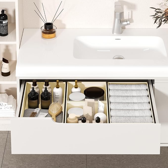 DIMJ Drawer Organizer Clothes 20 Pack - Foldable Baby Organizers and Storage & Dresser Organizer for Bedroom, Closet - Nursery Organization Dresser Dividers for underwear, Sock,Bra, Belt, Tie, Beige