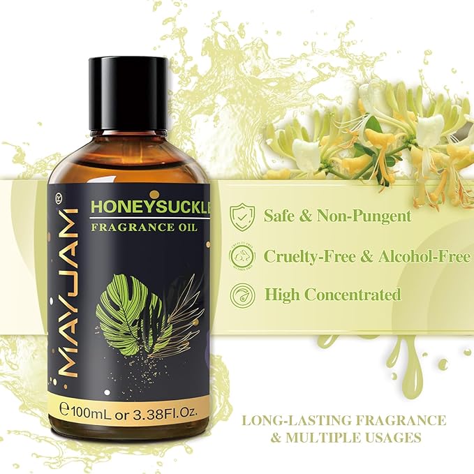 MAYJAM Honeysuckle Fragrance Oils Essential Oil - Honeysuckle Oil for Diffusers, 3.38FL.OZ/100ML Large Volume Fragrance Oil with Premium Glass Dropper