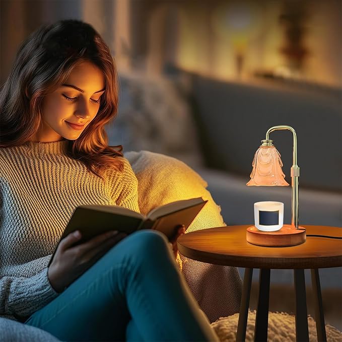 Candle Warmer Lamp with Timer & Dimmer, Adjustable Height Flower Candle Warmer for Jar Candles, Flameless Wax Melter with 2 Bulbs, Home Decor, Christmas, Birthday, Valentine's Gift for Women (A2-Gold)