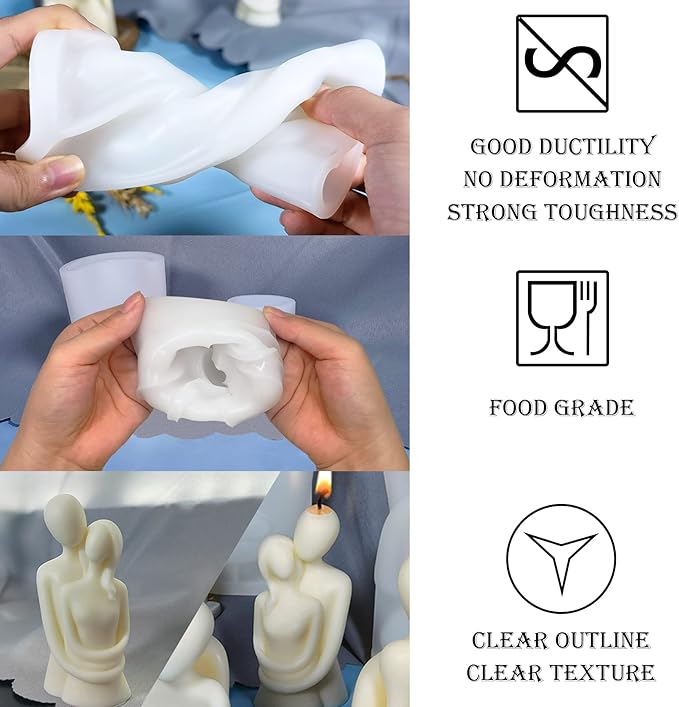 Silicone Couples Candle Mold 3D Hugging Couple Mould Art Body Resin Casting Mold for DIY Candle Making Homemade Soap Polymer Clay Craft Plaster