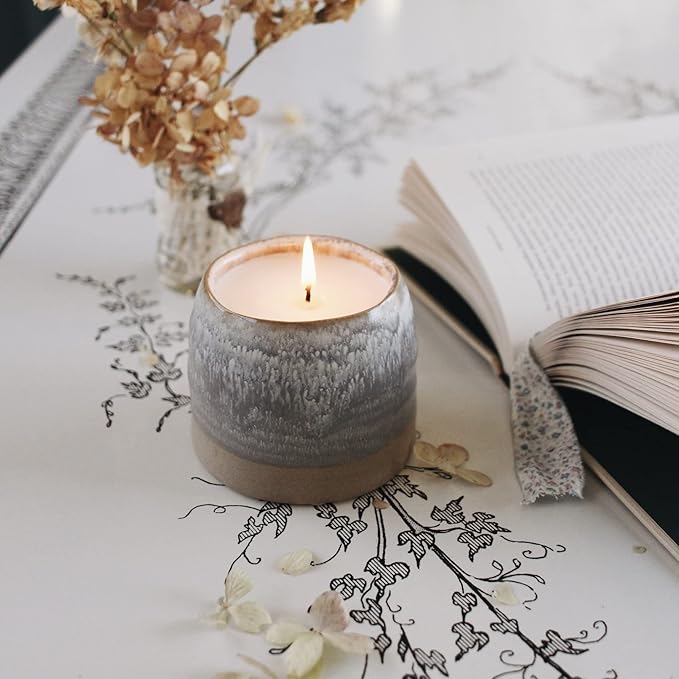Hyggelight - The Growing Candle, Sandalwood & Vanilla Scented, 10oz Ceramic Pot, Aromatherapy Candles for Home, 100% Soy, Greta