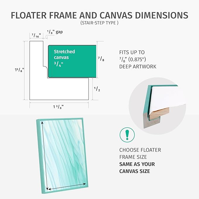 Pixy Canvas Floater Frame 10x15 for 3/4 (0.75) inch Deep Canvas Paintings/Canvas Prints/Wood Canvas Panels/Wall Art/Wall Decor/Home Decor/Artwork (Brass Gold, 10 x 15 inch, Portrait)