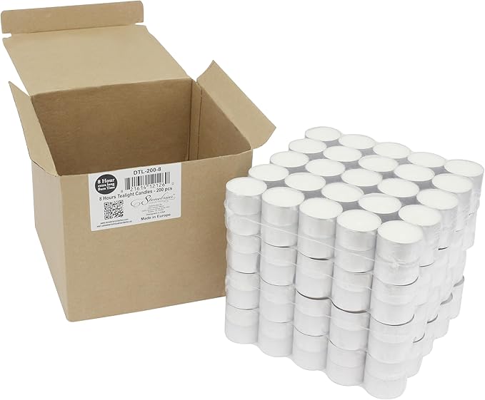 Stonebriar 100 Pack Unscented 8 Hour Extended Burn Time Tea Light Candles, White, 100 Count