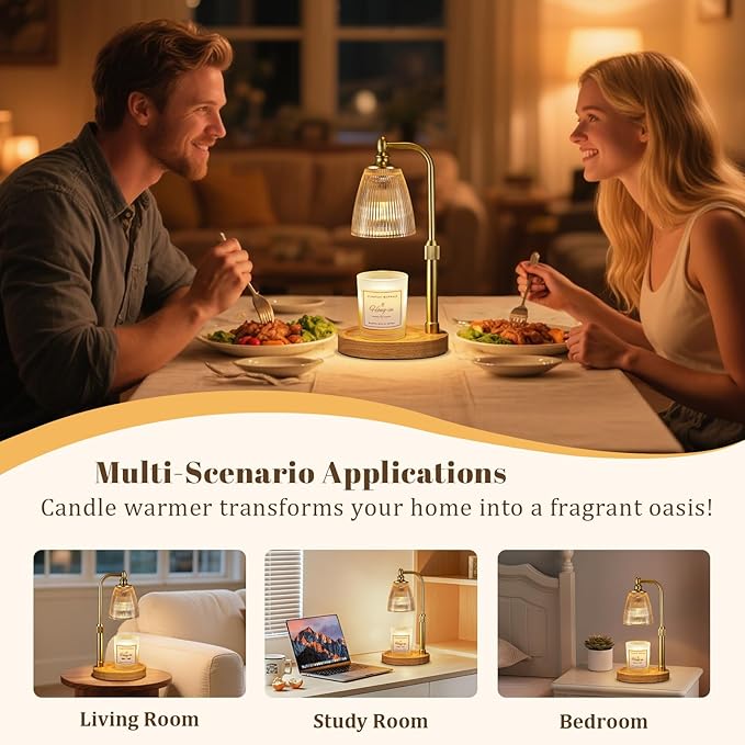 Hong-in Amber Candle Warmer Lamp with Timer Dimmable,Birthday Gifts for Women Sister,House Warming Gifts New Home,Adjustable Height Wax Melt Warmer for Jar Candles,Ideal for Office,Bedroom Home Decor