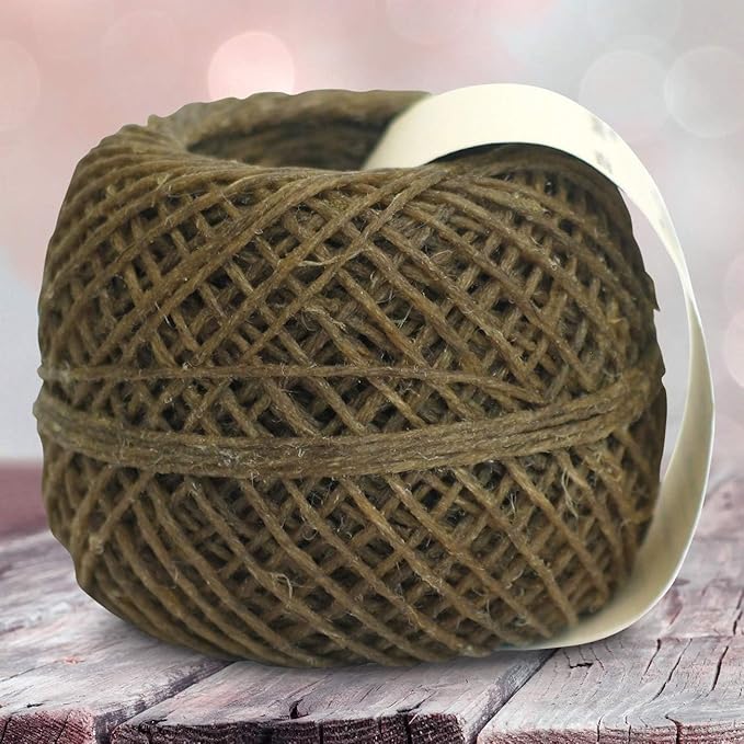 100% Organic Hemp Wick with Natural Beeswax Coating, Twisted Bee (100ft x Thick (~2 mm))