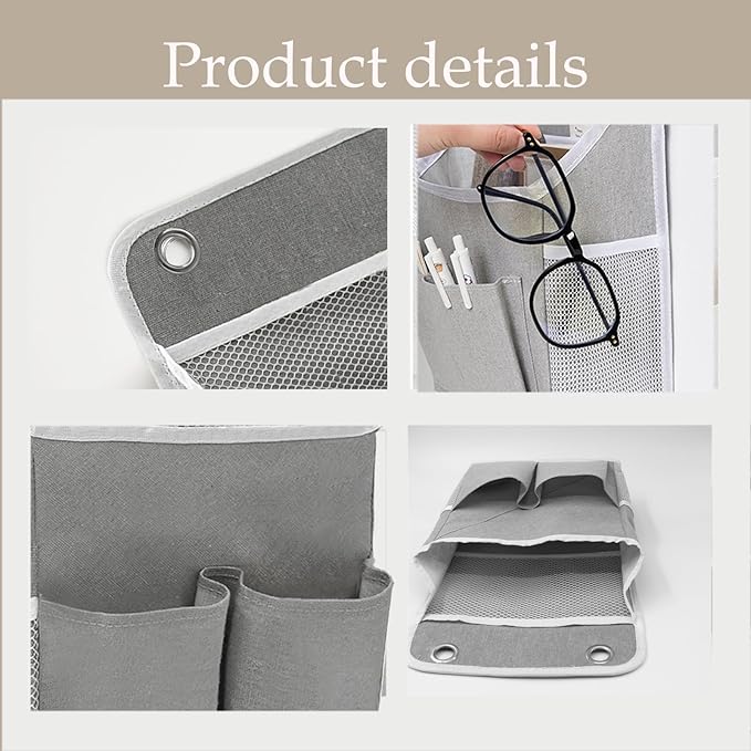 2-Pack Hanging Storage Organizer, Over The Door Hanging Bags/Wall Baskets Storage with Pockets for Home, RV, Office and More (2, Grey)
