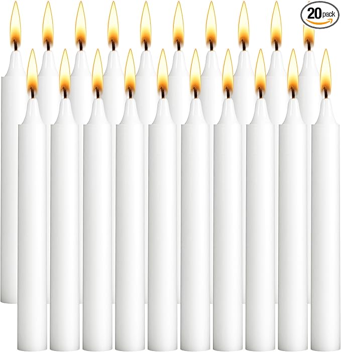 Viyffo 20 Pack White Chime Taper Candles, 4 Inch Mini Unscented Dripless Spell Candles, 1.5 Hour Burn Time for Rituals, Meditation, Prayer, Intention Setting, Altar & Home Décor
