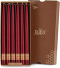 Root Candles Unscented Dinner Candles Premium Beeswax Blend Boxed Candle Set, 12-Inch, Garnet, 12-Count