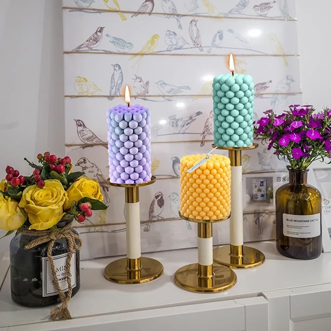 Cylinder Silicone Candle Molds Pillar Cube Bubble Geometric Ball Resin Casting Moulds for Resin Wax Making Polymer Clay DIY Craft
