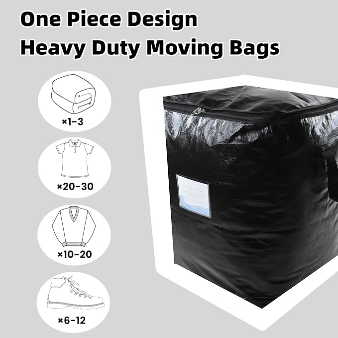 3 Pack 52L Storage Bags for Clothes, Moving Bags Heavy Duty Extra Large with Reinforced Handle, Storage Containers for Organizing Bedding, Blanket, Sheets, Pillows, Toys, Christmas Decorations
