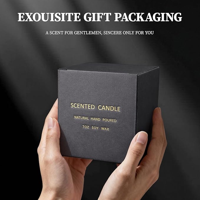 Sandalwood Candle, 7 oz Scented Candle for Men, Soy Candles for Home Scented, Masculine Jar Candle for Him, 50 Hours Burning Time Mens Candle Gift for Boyfriend, Father, Birthday Present Giving