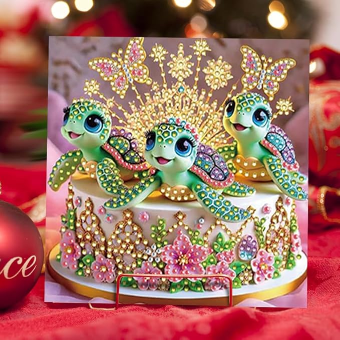 6PCS DIY Xmas Art Greeting Cards Congratulations Cards & Gifts (Turtle) for Home Wall Decor and Office Display Perfect DIY Craft Gift for Adults and Kids