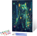 NAIMOER Cat Skeleton Paint by Numbers Kits for Adults Beginner with Wooden Framed, Color by Numbers on Canvas Painting Kits for Adults, Easy Paint DIY Acrylic for Home Wall Decor 8X12 Inch