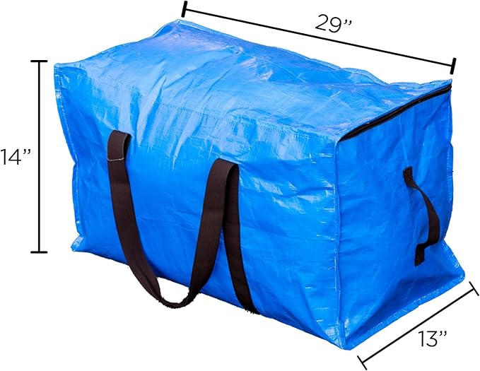 Blue Moving Bags Heavy Duty Extra Large Storage Bags with Zipper and Handles, Moving Supplies Moving Storage Bags, 23 Gallon Capacity, 6 Pack