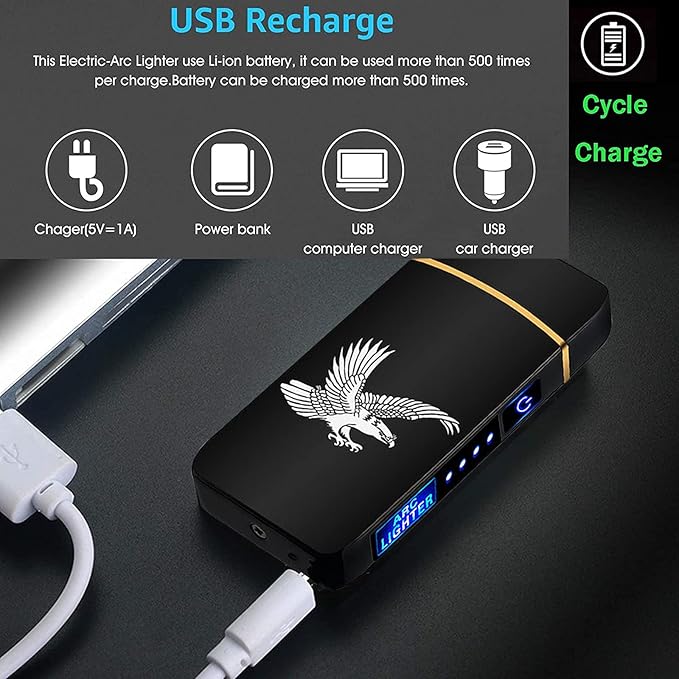 Arc Smart Electric USB Rechargeable Lighter - Windproof Flameless Plasma Lighter for Fire, BBQs, Fireworks, Candle, Camping - Outdoors Indoors (T3-Love)