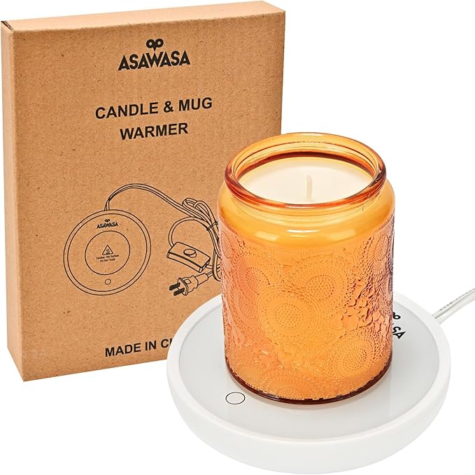 ASAWASA Smart Candle Warmer for Large Jar, Coffee Mug Warmers, with Gravity Switch Auto Shut-On/Off, Safely and evenly Release The Aroma, Keep The Drink at a Pleasant Temperature, A Thoughtful Gifts